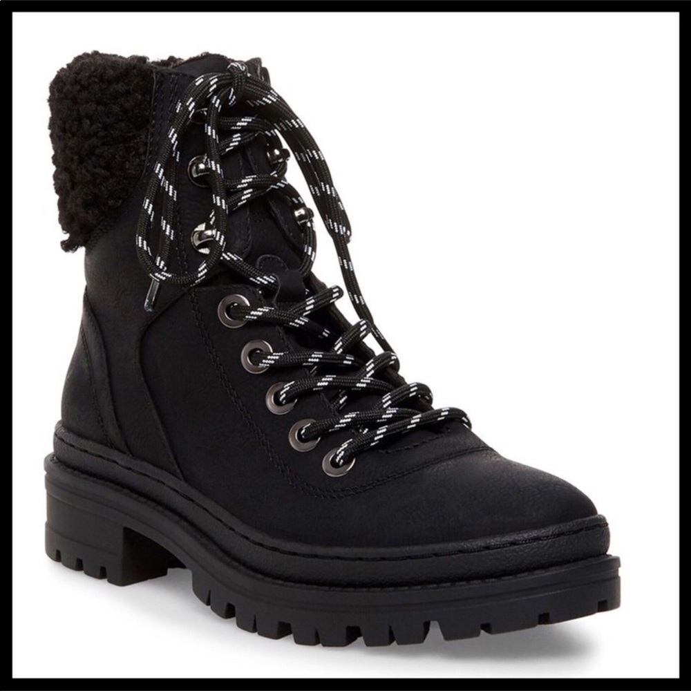 ❗️6-HOUR SALE❗️STEVE MADDEN ANKLE BOOTS BLACK LACE UP LEATHER BOOTIES A2C - Picture 7 of 12